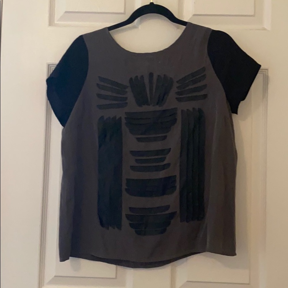 Black and gray Aztec design blouse